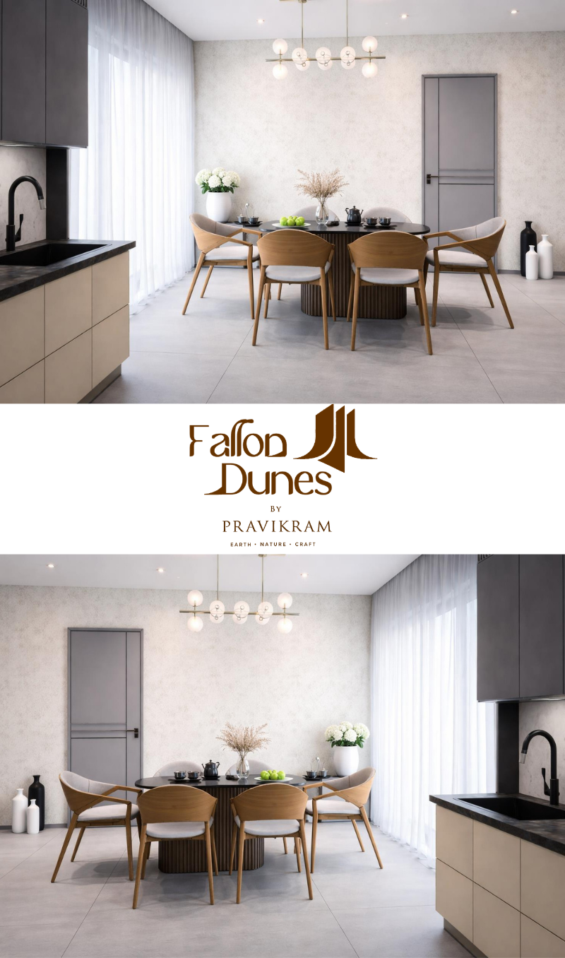 Fallon Dunes dining ensemble with chandelier